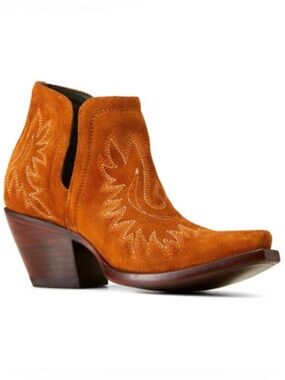 Ariat Dixon Penny Suede/Cognac Western Fashion Booties Snip Toe Size 7B